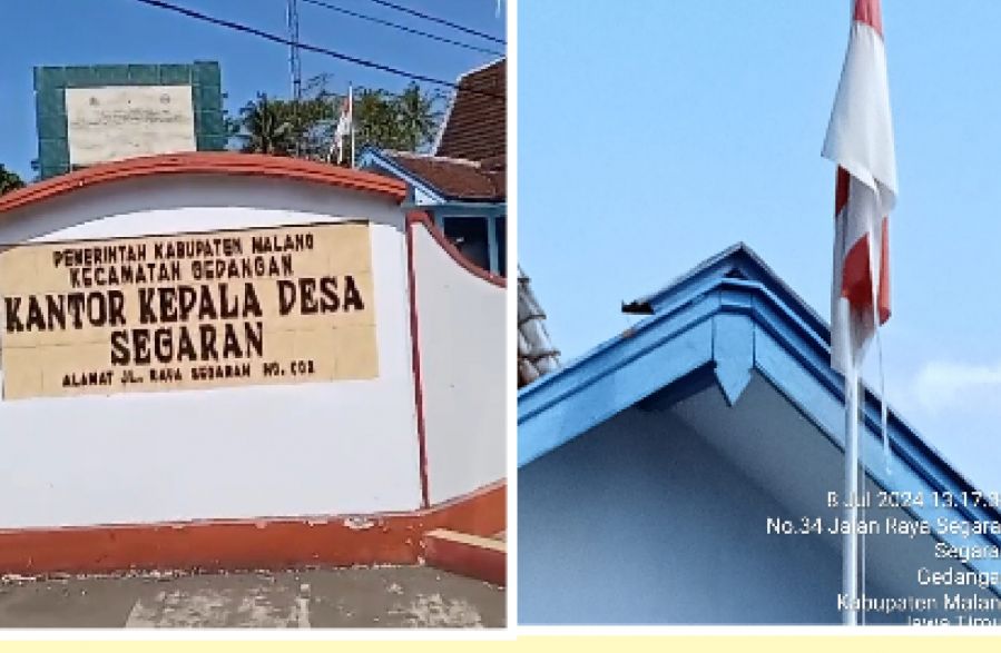 Kantor Desa Segaran  Kibarkan Bendera Merah Putih Dalam Keadaan Robek