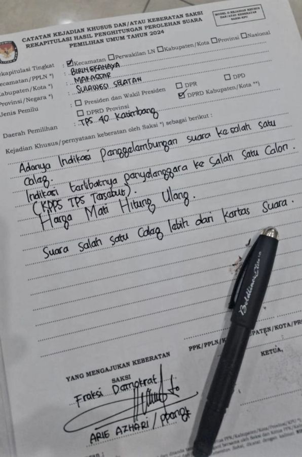 Terbongkar Indikasi Penggelembungan Suara Salah Satu Caleg Di TPS 40 Katimbang Saat Rekap Kecamatan